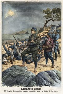 第一次バルカン戦争：トルコに対して志願した若いセルビア人女性、ソフィア・ヨヴァノヴィッチの肖像。イラストは "Le Petite Journal "1912年12月1日号より引用 個人蔵。 作： Anonymous Anonymous