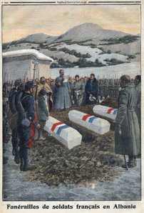 第一次世界大戦1914-1918（戦争14-18）。アルバニアでのフランス兵の葬儀。"Le Petite Journal "にて 作： Anonymous Anonymous
