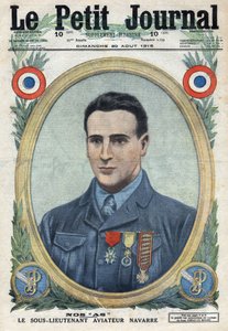 第一次世界大戦1914-1918（第14-18次大戦）。ジャン・ナヴァール（1895-1919）フランス軍の飛行士の肖像。"Le Petité Journal "にて 作： Anonymous Anonymous