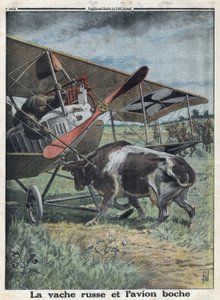 第一次世界大戦1914-1918（第14-18次大戦）。ドイツ軍機のデコルディングを防ぐロシアの牛。Le Petite Journal "にて、1916年10月22日付。個人蔵 作： Anonymous Anonymous