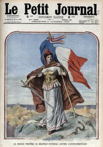 反愛国主義から国旗を守るフランス（マリアンヌ） - 1909年10月の「Le Petity Journal」紙