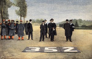 フランスの航空。航空路の軌跡。エングレービング。1910年6月11日の新聞 "Le petit parisien "に掲載されたもの。個人蔵。 作： Anonymous Anonymous