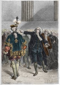 フランス革命-1789年6月23日の一般国家の会合。ミラボー伯爵オノレ・ガブリエル（Honore-Gabriel）リケティ（1749-1791）使徒アンリ・エヴラール（Henri-Evrard）ドリュー・ブレーズ（Dreux-Breze）侯爵（1762-1829） - ヴェルサイユでの一般国家会議