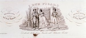 アレッサンドロ・スペランツァのオペラ「I due Figaro」の扉絵 作： Anonymous Anonymous