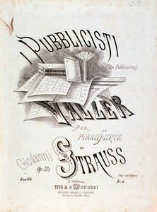 ヨハン・シュトラウス作曲「The Publicists」（作品321）の譜面の扉 作： Anonymous Anonymous
