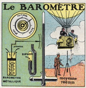 ガス圧：金属製の気圧計。1925年の匿名のイラスト。個人蔵。 作： Anonymous Anonymous