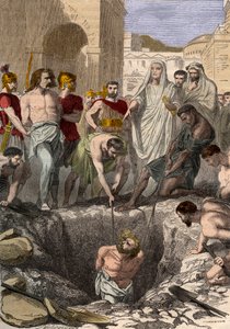 ローマ人に埋葬されたガリア人 - 1876年の「最も遠い時代から現代までのフランスの国史図解」に掲載された19世紀の版画 - 個人蔵 作： Anonymous Anonymous