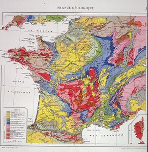 地理的な地図。Geological France - 1950年代のアトラス。 作： Anonymous Anonymous