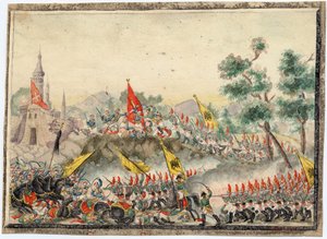 1828-1829年のロシア・トルコ戦争 - 1790年にロシア軍がイズマイル（イスマイル）要塞を攻略 - 匿名 - 1829年 - 紙に水彩 - 19x26 - 個人蔵 作： Anonymous Anonymous