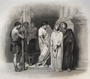 聖なる勝利者、304年に聖サトゥルヌスとともにカルタゴで殉教した。1846年の「Lives of the saints」に掲載されているエングレーヴィング。個人蔵。 作： Anonymous Anonymous