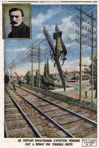ドゥーエ-マドリッド間の飛行では、飛行士ジュール・ヴェドリーヌ（1881-1919）がエピネーをひどい目に遭わせた。1912年12月5日付「Le Petit Journal」誌に掲載された図版 作： Anonymous Anonymous