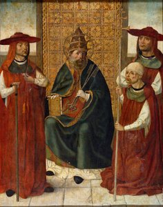 「Le cardinal Pedro Gonzalez de Mendoza priant aux cotes de saint Pierre」（聖ペテロの前で祈る枢機卿Pedro Gonzalez de Mendoza（1428-1495）） Peinture anonyme 1490-1495 Museo del Prado, Madrid 作： Anonymous Anonymous