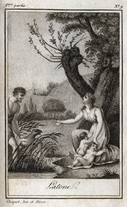Leto, Letone, Latona, Charles Albert Demoustier (1760-1801)の "Lettres a Emilie sur la mythologie "の1819年のエングレーヴィング。個人蔵。 作： Anonymous Anonymous