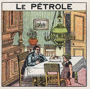 光源：オイルランプの使用。1925年の匿名のイラスト。個人蔵。