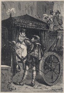 ルクレツィア・ボルジアと最初の夫ジョヴァンニ・スフォルツァ・ダラゴナ（1466 - 1510）のペサロでの写真 - オスカー・ピオの「Lucrezia Borgia」からの抜粋 - 1883年 作： Anonymous Anonymous