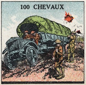 機械式トラクション：最大100馬力の軍用トラック。1925年の匿名のイラスト。個人蔵。
