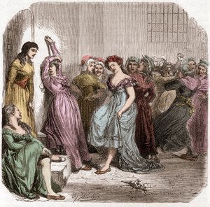 パリのサント・ペラジー刑務所でのロラン夫人の投獄 - サント・ペラジーに拘留中のロラン夫人（マノン（ジャンヌ・マリー）・ロラン・フィリポン）（1754-1793） - アルフォンス・ド・ラマルティーヌ（1790-1869）の「ジロンダンの歴史」に掲載されたエングレーヴィング 1865-186