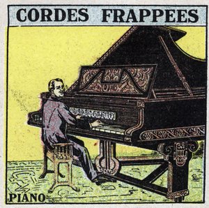 楽器：打たれた弦楽器。ピアノを弾く人。1925年の匿名のイラスト。個人蔵。 作： Anonymous Anonymous