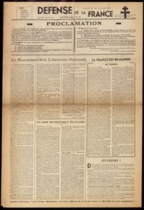 1944年1月15日付の秘密新聞「フランスの防衛」の1枚 作： Anonymous Anonymous