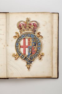 ガーター勲章：グラフトン公チャールズ・フィッツロイが所有していた法令集 - 1714年から1801年までのハノヴリアンの王家の紋章 (水彩画原稿、18世紀後半) 作： Anonymous Anonymous