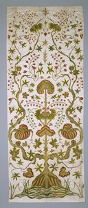 ベッド掛け一式のパネル、1705-25年頃（絹、金糸、刺繍） 作： Anonymous Anonymous
