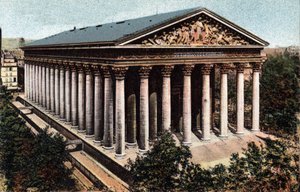 パリ：建築家ピエール・アレクサンドル・ヴィニョン（1763-1828）が設計したマドレーヌ教会の外観。パリ市の「芸術アルバム」に掲載されている1920年の写真。個人蔵。 作： Anonymous Anonymous