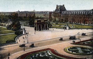 パリ：チュイルリー（庭園と宮殿）とカルーセルの凱旋門のパノラマ。1920年、パリ市の「芸術アルバム」に掲載された写真。個人蔵。 作： Anonymous Anonymous