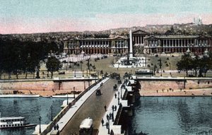 パリ：モンマルトルのサクレクール寺院（Sacre-Coeur）に撮影されたオベリスクとマドレーヌ教会のある橋とコンコルド広場のパノラマ。左は現在のホテル・クリヨン、右はホテル・ドゥ・ラ・マリーン 作： Anonymous Anonymous