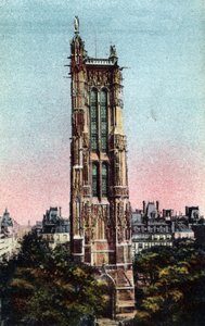 パリ：1523年に実現したサン・ジャックの塔（サン・ジャック）。パリ市の「芸術アルバム」に掲載されている1920年の写真。個人蔵。 作： Anonymous Anonymous