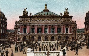 パリ：シャルル・ガルニエ（1825-1898）が製作したオペラ座のファサードとオペラ座の地下鉄駅の風景。パリ市の「芸術アルバム」に掲載されている1920年の写真。個人蔵。 作： Anonymous Anonymous