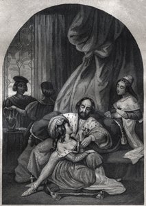 パウロ3世（1534年から1549年までの教皇）とその家族 - Paul III (pope from 1534 to 1549) et sa famille - 1842年のエングレーヴィングで、モーリス・ラシャトレによる「教皇の歴史：犯罪、殺人、毒殺、親殺し、姦通、近親相姦...」に収録されています。個人のコレクション。 作： Anonymous Anonymous