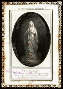 敬虔なイメージ。"Notre Dame de Lourdes" デンテレカード。19世紀個人蔵 作： Anonymous Anonymous