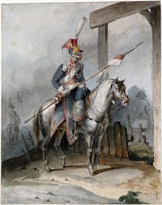 フランス帝国軍のポーランド人シュヴァレッジャー - 匿名 - 1808年頃 - 紙に水彩画 - 20,6x16,2 - 個人蔵 作： Anonymous Anonymous