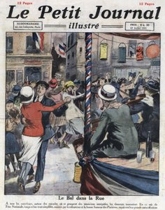 7月14日の国民党の際にパリの街中で行われた大衆的な舞踏会の様子。イラストは1921年7月17日の「Le petit journal illustrious」より引用。個人蔵 作： Anonymous Anonymous