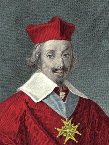 リシュリュー枢機卿（1585-1642）のアルマン・ジャン・デュ・プレシの肖像 プレートとフランスの政治家