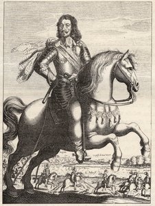 ベルナール・オブ・ザクセン・ワイマール（Saxony-Weimar）（1604-1639）の肖像で、ベルナール公とローハン公によるヴェルトのジョンの捕獲の表現。17世紀のエングレーヴィング。個人蔵。 作： Anonymous Anonymous