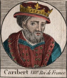 フランク王国の王カリベール（561-567）の肖像 - カリベールまたはシャリベール（d.567）フランク王国の王 - シャルル・コンスタント・ル・テリエ1821年の「フランス史に関する教本」からの刻印 作： Anonymous Anonymous