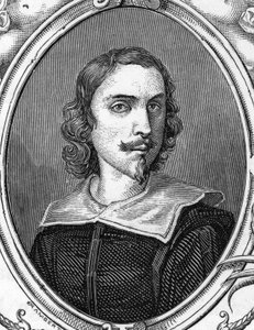 フランチェスコ・アルバーニ（1578-1660）の肖像は、アルバニア人でイタリア人の画家と言われています。1859年、アルマンドーの「ヨーロッパの画廊-イタリア」に掲載された版画。個人蔵。