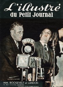 フランクリン・デラノ・ルーズベルト（1882-1945）とアルフレッド・モスマン・ランドン（1887-1987）、二人のアメリカ大統領候補の肖像。"L
