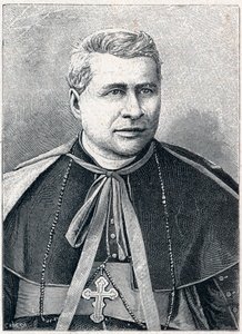 イタリアの枢機卿、ジョヴァンニ・シメオーニ（1816-1892）の肖像。Louis-Eugene (Louis Eugene) Louvetによる「Les Missions Catholiques au XIXeme Siecle」に掲載された版画。