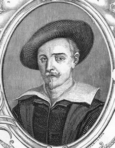 グイド・レーニ（1575-1642）の肖像。イタリアの画家。1859年、アルマンゴーの「ヨーロッパの画廊-イタリア」に掲載された版画。個人蔵。