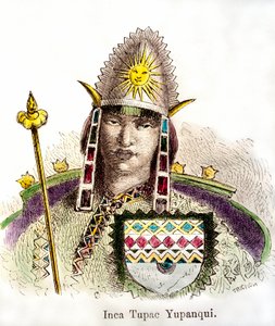インカ皇帝トゥパック・ユパンキ（在位1471～1493年）の肖像。19世紀の彫像 個人蔵 作： Anonymous Anonymous