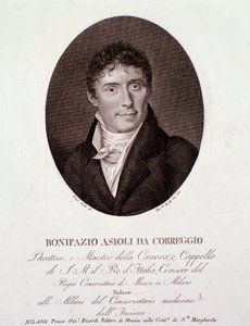 イタリアの作曲家ボニファツィオ・アシオリ（1769-1832）の肖像 エングレーヴィング。19世紀個人蔵 作： Anonymous Anonymous