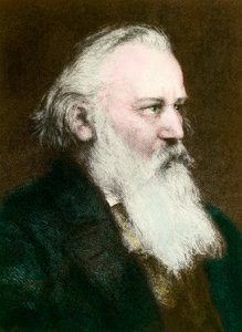 ドイツの作曲家、ヨハネス・ブラームス（1833-1897）の肖像」 19世紀のエングレーヴィング 個人蔵 作： Anonymous Anonymous