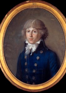 政治家ルイ・アントワーヌ・ドゥ・サン・ジュスト（またはサン・ジュスト）（1767-1794）の肖像。匿名の18世紀のパステル画。寸法0.61 x 0.50 m パリ、カルナヴァレ美術館 - 政治家ルイ・アントワーヌ・ド・サン＝ジュスト（またはサン＝ジュスト）（1767-1794）の肖像。無名のパステル画。