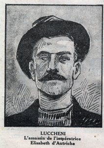 ルイジ・ルチェーニ（1873-1910）はイタリアの無政府主義者で、1898年にシシィとして知られるオーストリア皇妃エリザベート・デ・ヴィッテルスバッハを暗殺した人物ですが、その肖像画です。"L