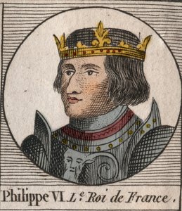 フランス王フィリップ6世（1294～1350年）の肖像 - フィリップ6世（1293～1350年）フランス王 - シャルル・コンスタント・ル・テリエの「フランス史に関する教本」より1821年のエングレーヴィング。 作： Anonymous Anonymous