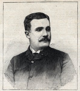 フランスの作家、ピエール・ドゥクルセル（1856-1926）の肖像。"Le Petro Parisien "に掲載されたエングレーヴィング 作： Anonymous Anonymous