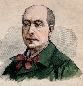 フランスの詩人Theodore de Banville（1823-1891）の肖像。1891年の「Le petit Parisien」誌に掲載された版画。個人蔵。