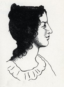 イギリスの作家エミリー・ブロンテ（1818-1848）の肖像（「ユールヴェントの家」からの版画）。 作： Anonymous Anonymous